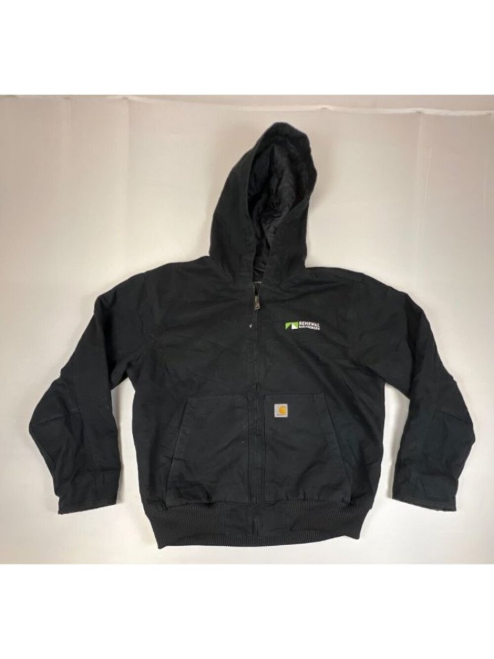 Carhartt J130 M Active Jacket Mens Large Black Quilted Lined Hooded Workwear